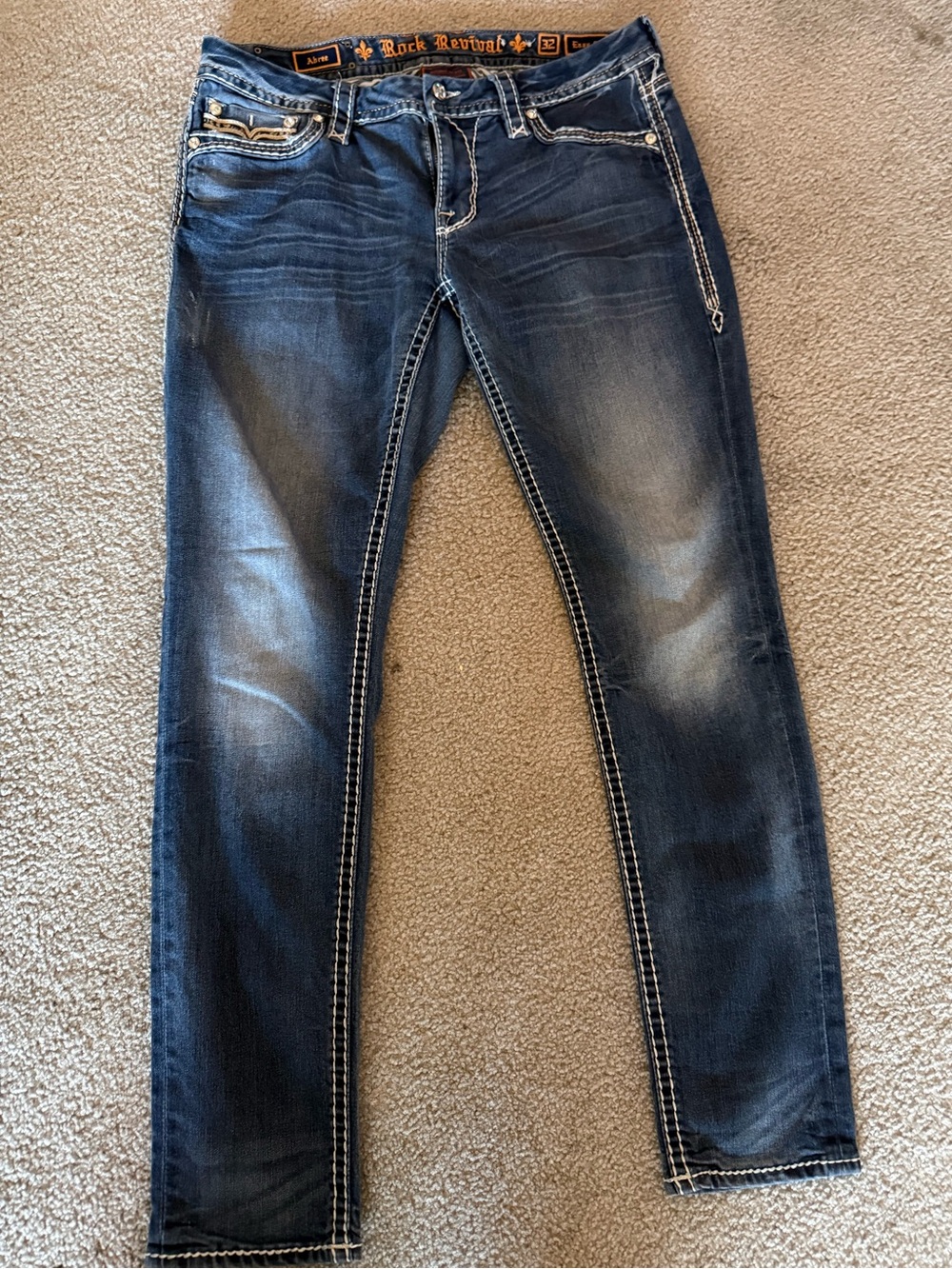 Rock Revival Dark Wash Skinny Jeans - Blue